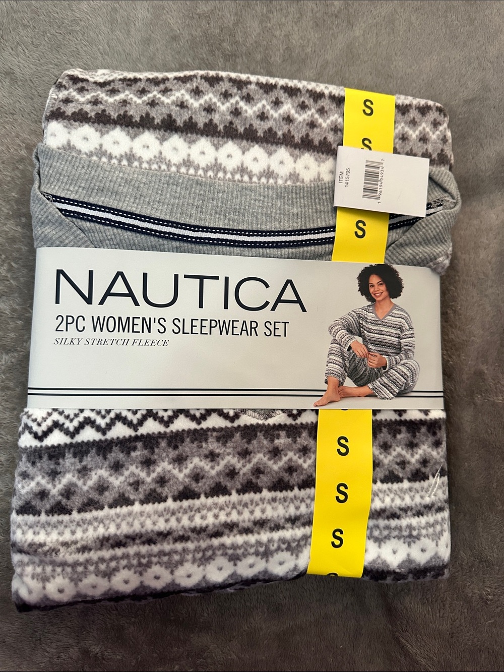 Nautica Women's 2PC Sleepwear Set - Gray & White Fair Isle